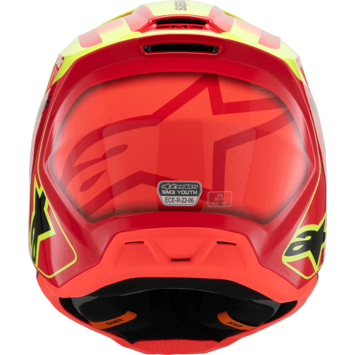 Alpinestars #8301625-3051-YL - Youth SM3 Helmet - Fray - Gloss Red/Yellow Fluo/Black - Large
