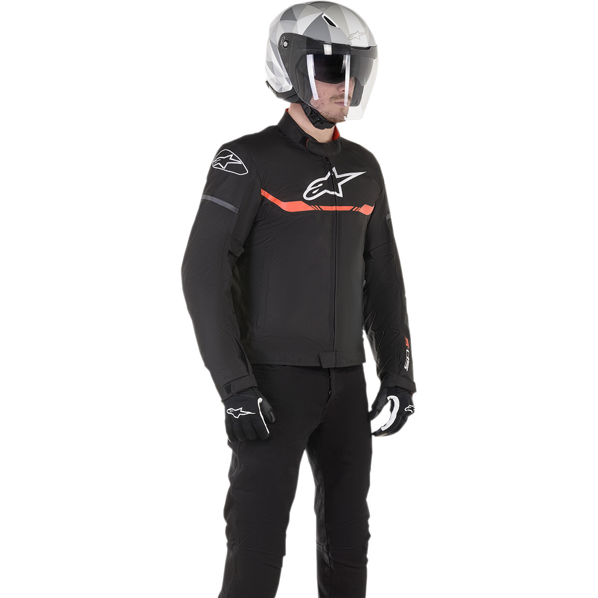 Alpinestars #3200120-1030-S - T-SP S Waterproof Jacket - Black/Red Fluo - Small