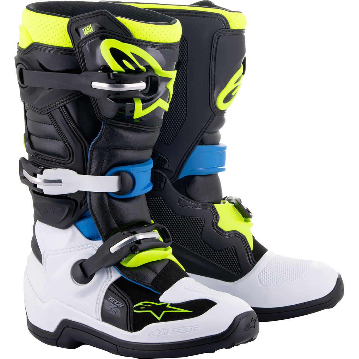 Alpinestars #2015017-1795-2 - Youth Tech 7S Boots - Black/Blue/Yellow - US 2 / EU 34