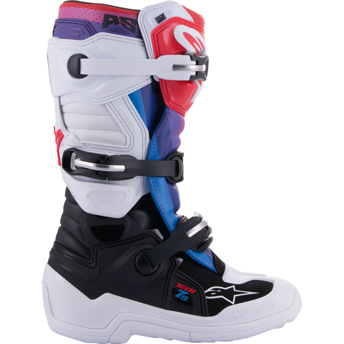 Alpinestars #2015017-289-2 - Youth Tech 7S Boots - White/Black/Rainbow - US 2 / EU 34