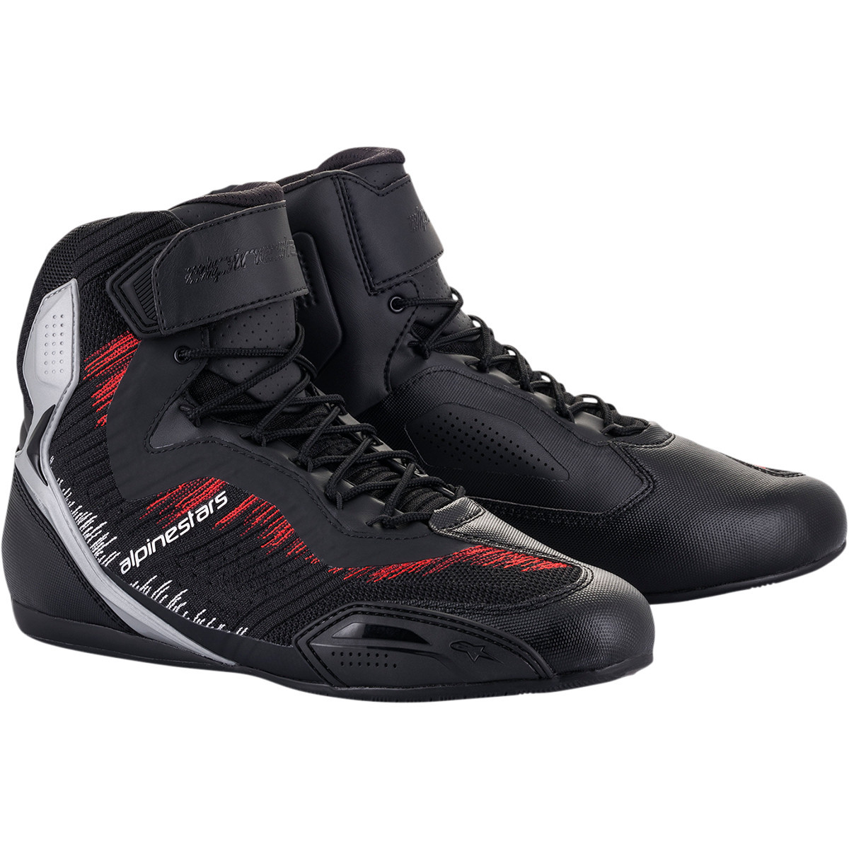 Alpinestars #25103191930125 - Faster-3 Rideknit® Shoes - Black/Silver/Red - US 12.5 / EU 46