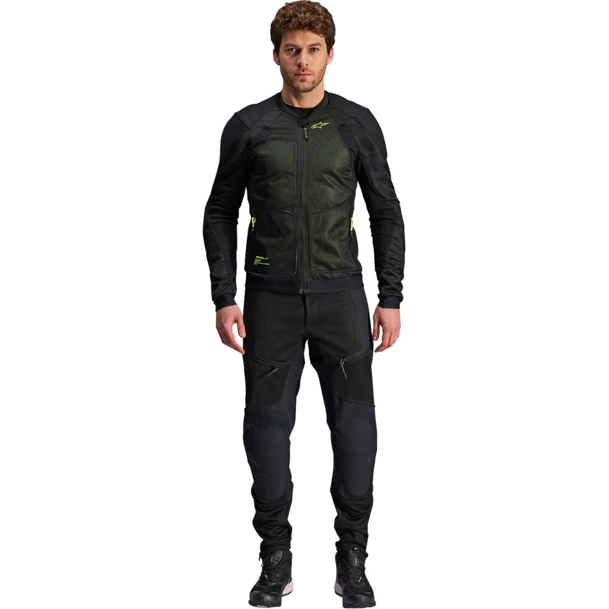 Alpinestars #3301225-168-L - Troop-Air Jacket - Black/Fluo Yellow - Large