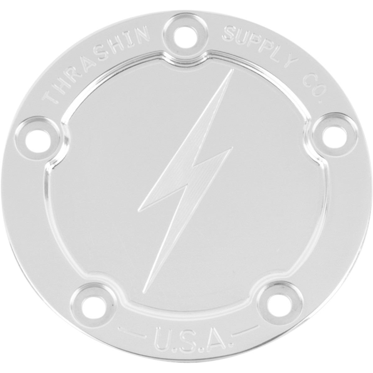 Thrashin Supply CO. #TSC-3026-2 - Points Cover - Dished - Polished - 5 Hole - Twin Cam