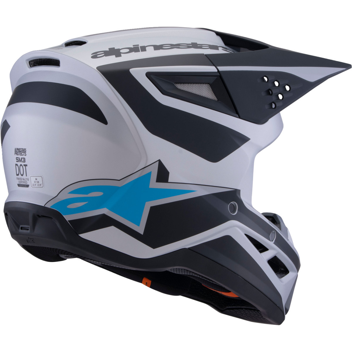 Alpinestars #8301026-1949-L - SM3 Helmet - Heat - Matte Silver/Blue/Black - Large