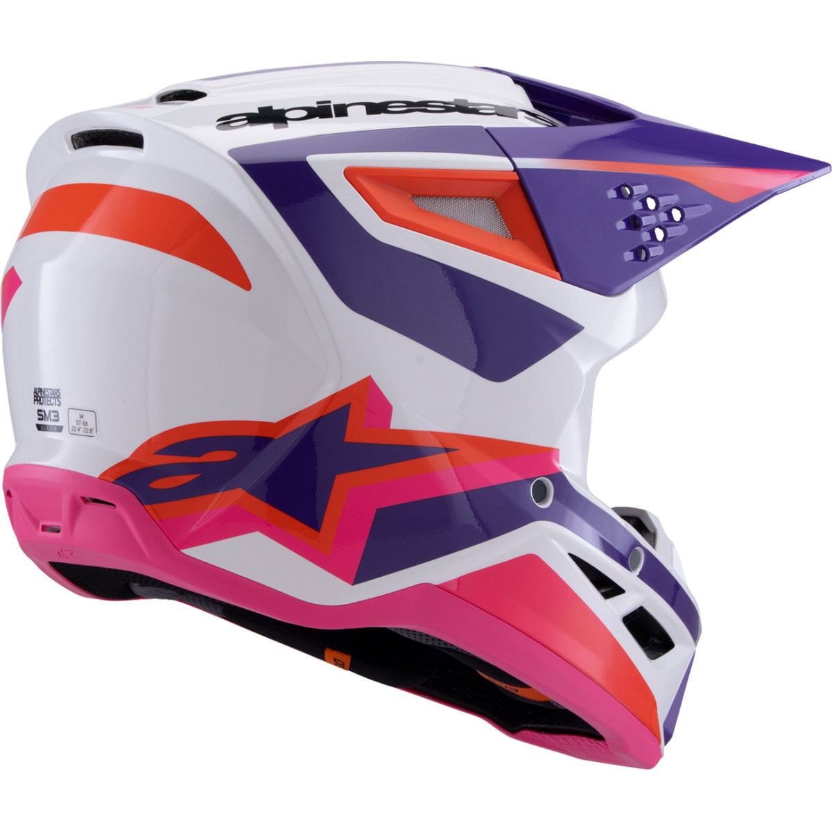 Alpinestars #8301026-2052-XS - SM3 Helmet - Heat - Gloss White/Purple/Pink - XS