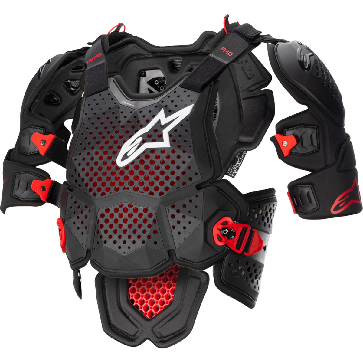 Alpinestars #6700523-1431XL2 - A-10 v2 Full Roost Guard - Black/Red - XL/2XL