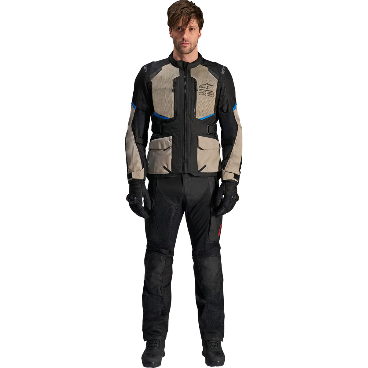Alpinestars #3207924-1479-2XL - Andes Air Drystar® Jacket - Black/Laurel Gray/Bright Blue - 2XL