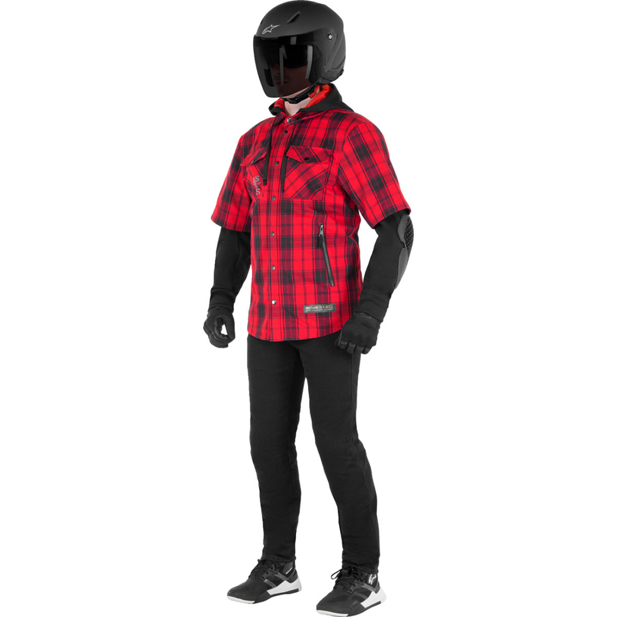 Alpinestars #4300424-3136-M - MO.ST.EQ Tartan Jacket - Red/Black - Medium