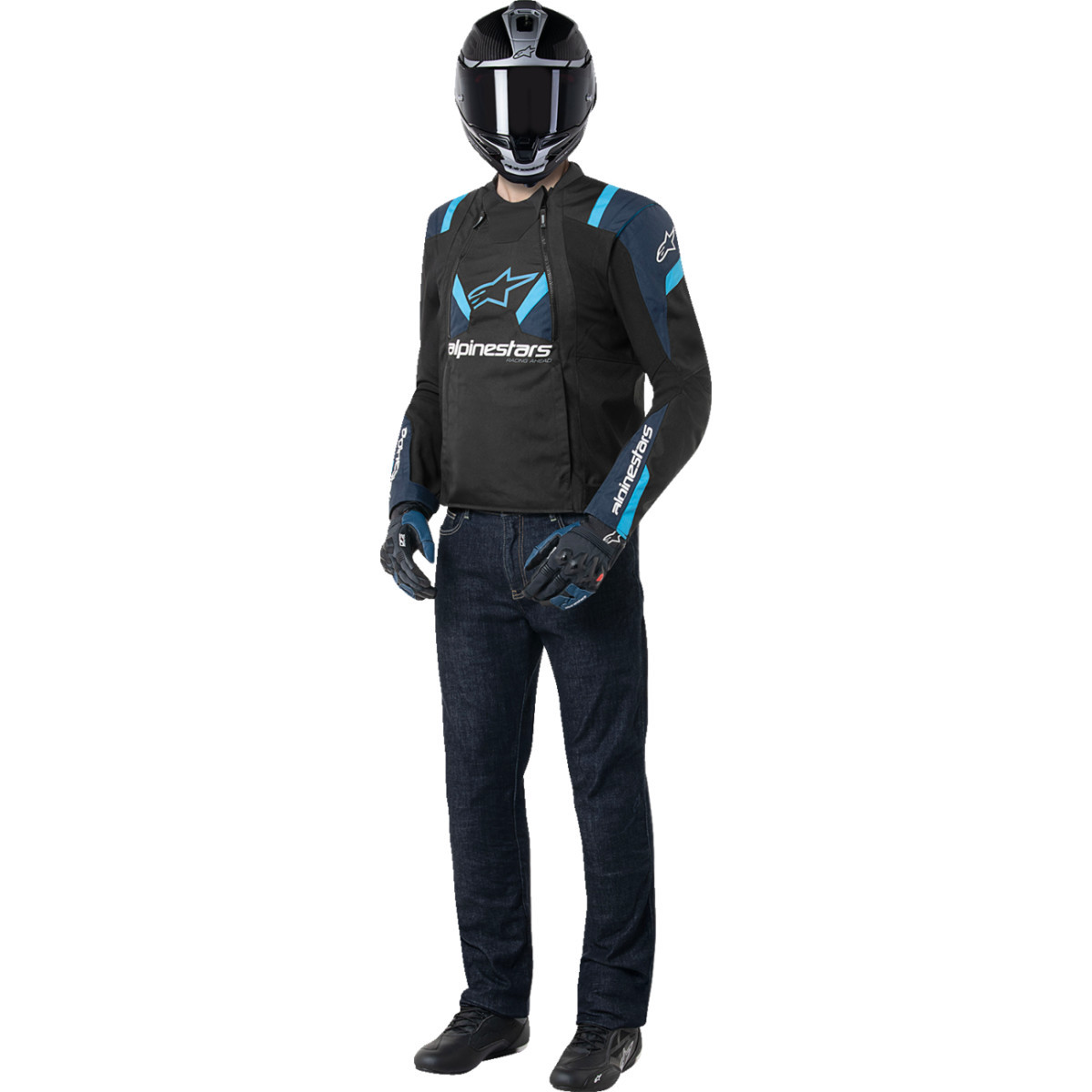 Alpinestars #3301825-1386-S - T-Stunt Air Jacket - Black/Dark Blue/Blithe Blue - Small