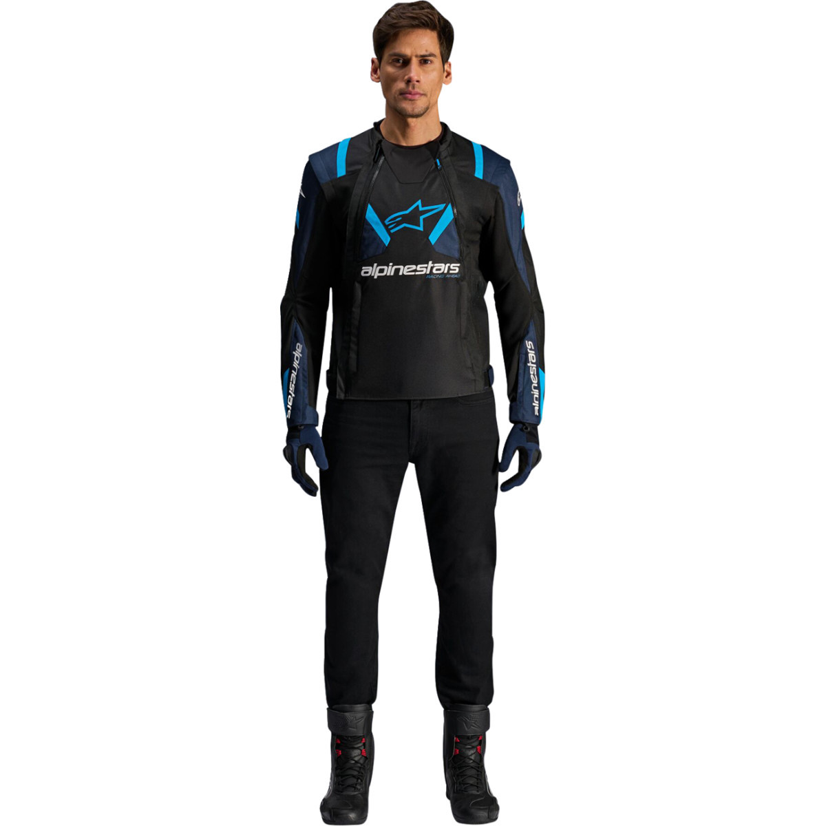 Alpinestars #3301825-1386-S - T-Stunt Air Jacket - Black/Dark Blue/Blithe Blue - Small