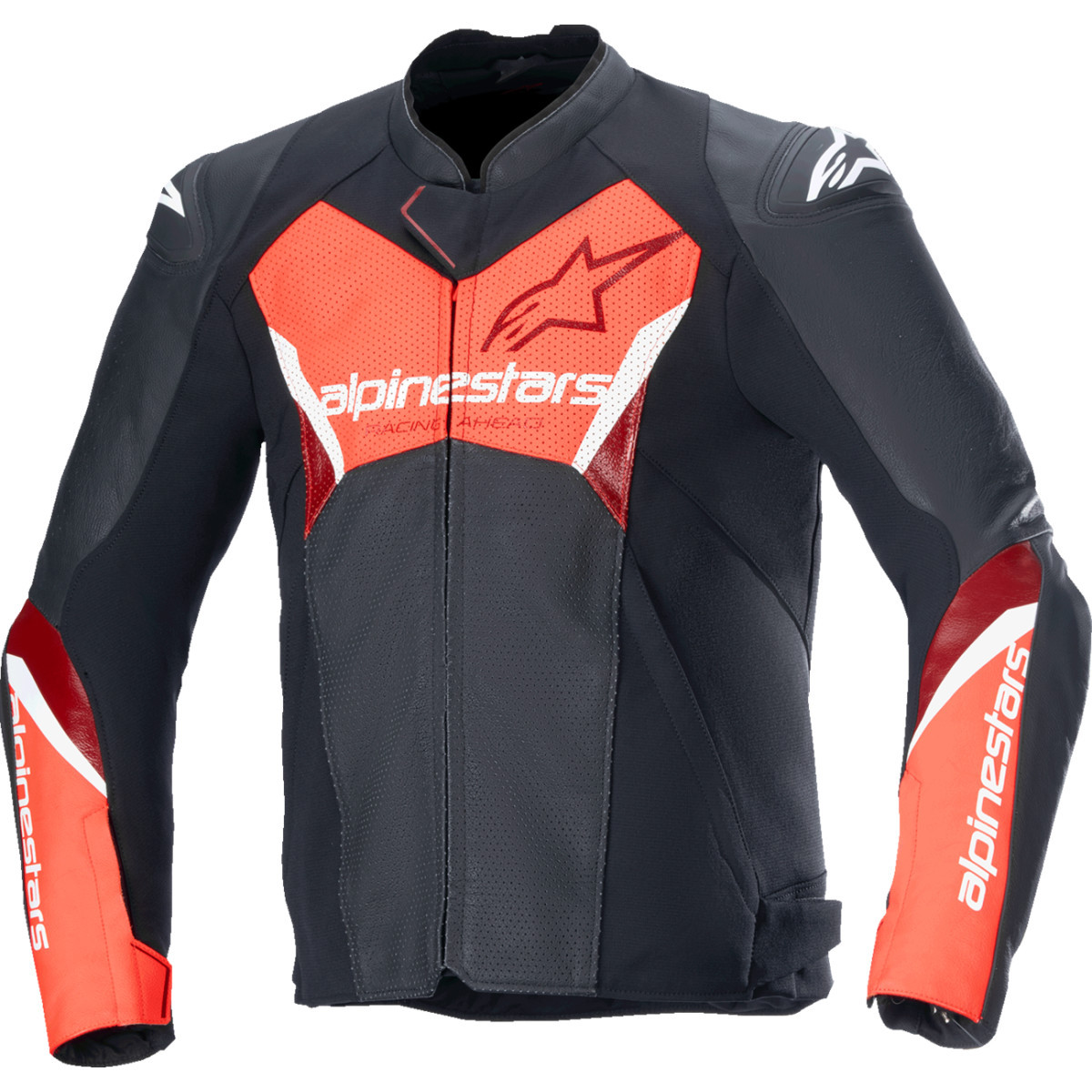 Alpinestars #3103625-1030-60 - Faster v3 Airflow Leather Jacket - Black/Red Fluo - US 50 / EU 60