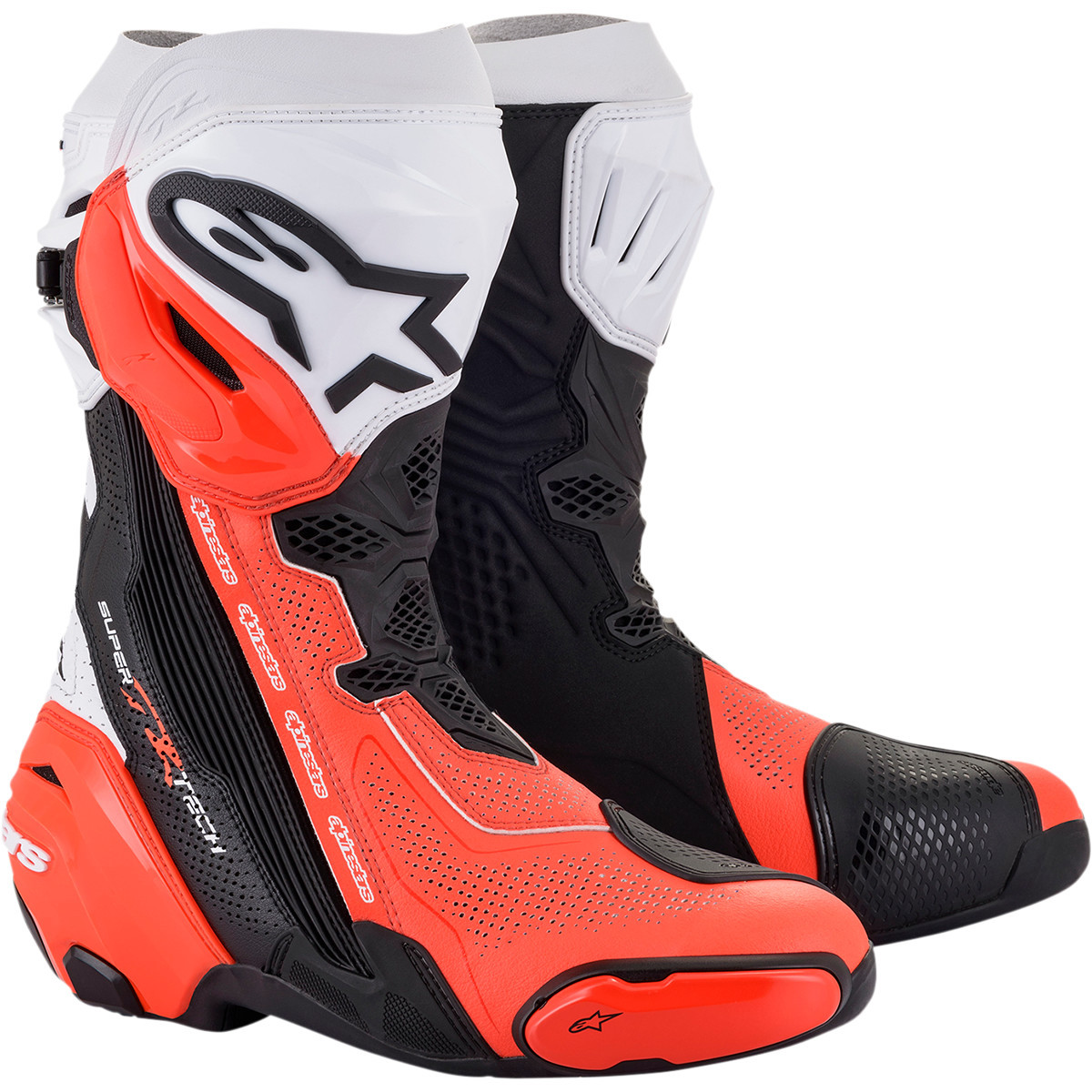 Alpinestars #2220121-124-41 - Supertech R Vented Boots - Black/Fluorescent Red/White - US 7.5 / EU 41