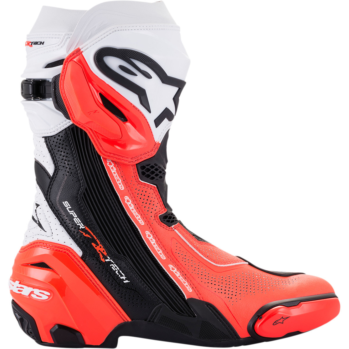 Alpinestars #2220121-124-41 - Supertech R Vented Boots - Black/Fluorescent Red/White - US 7.5 / EU 41