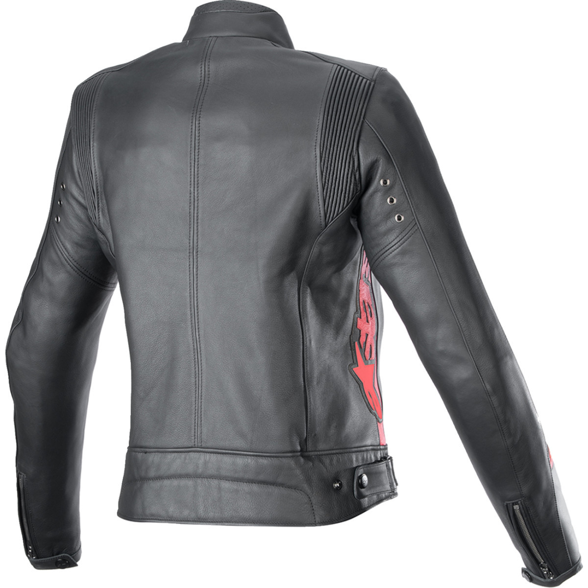 Alpinestars #3113924-1346-L - Stella Dyno Leather Jacket - Black/Haute Red - L