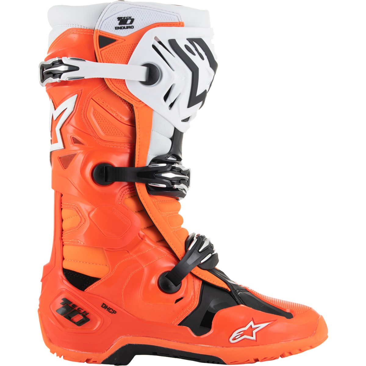 Alpinestars #2010025-4512-8 - Tech 10 Enduro Boots - Fluorescent Orange/Black/White - US 8 / EU 42