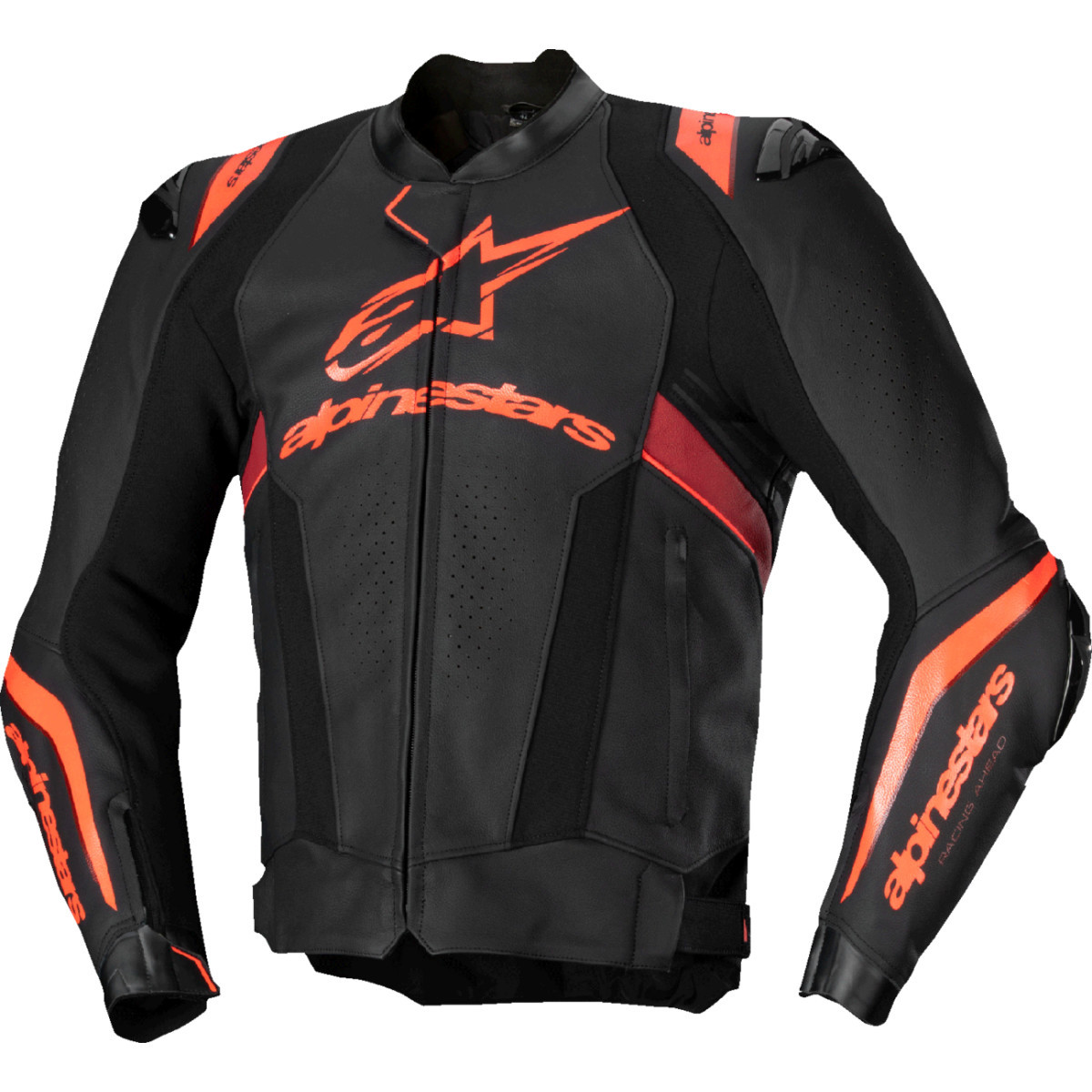 Alpinestars #3100325-1365-50 - Missile v3 Ignition Leather Jacket - Black/Red Fluo/Dark Red - US 40 / EU 50