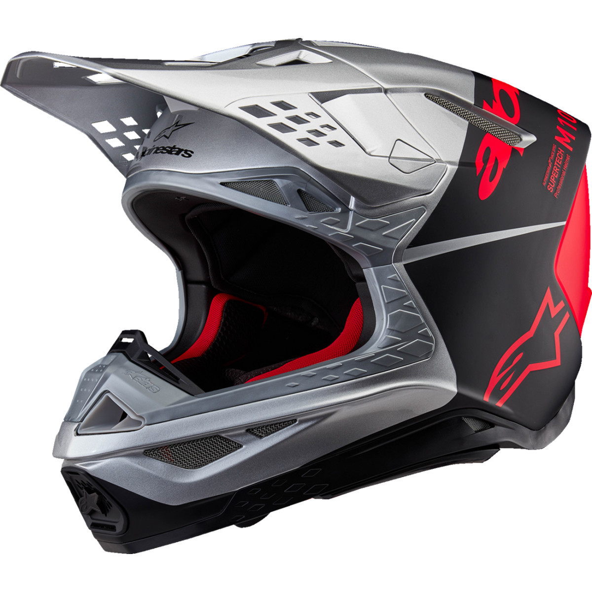 Alpinestars #8301023-1954-L - Supertech M10 Helmet - Flood - MIPS® - Gloss Silver/Black/Orange Fluo - Large