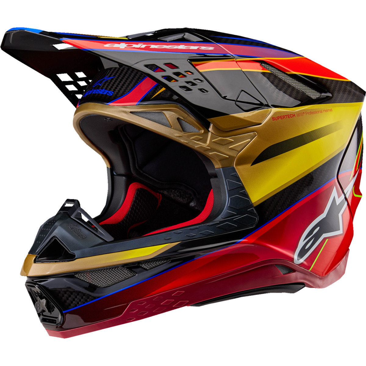 Alpinestars #8301223-5938-S - Supertech M10 Helmet - Era - MIPS® - Gloss Gold/Yellow/Rio Red - Small