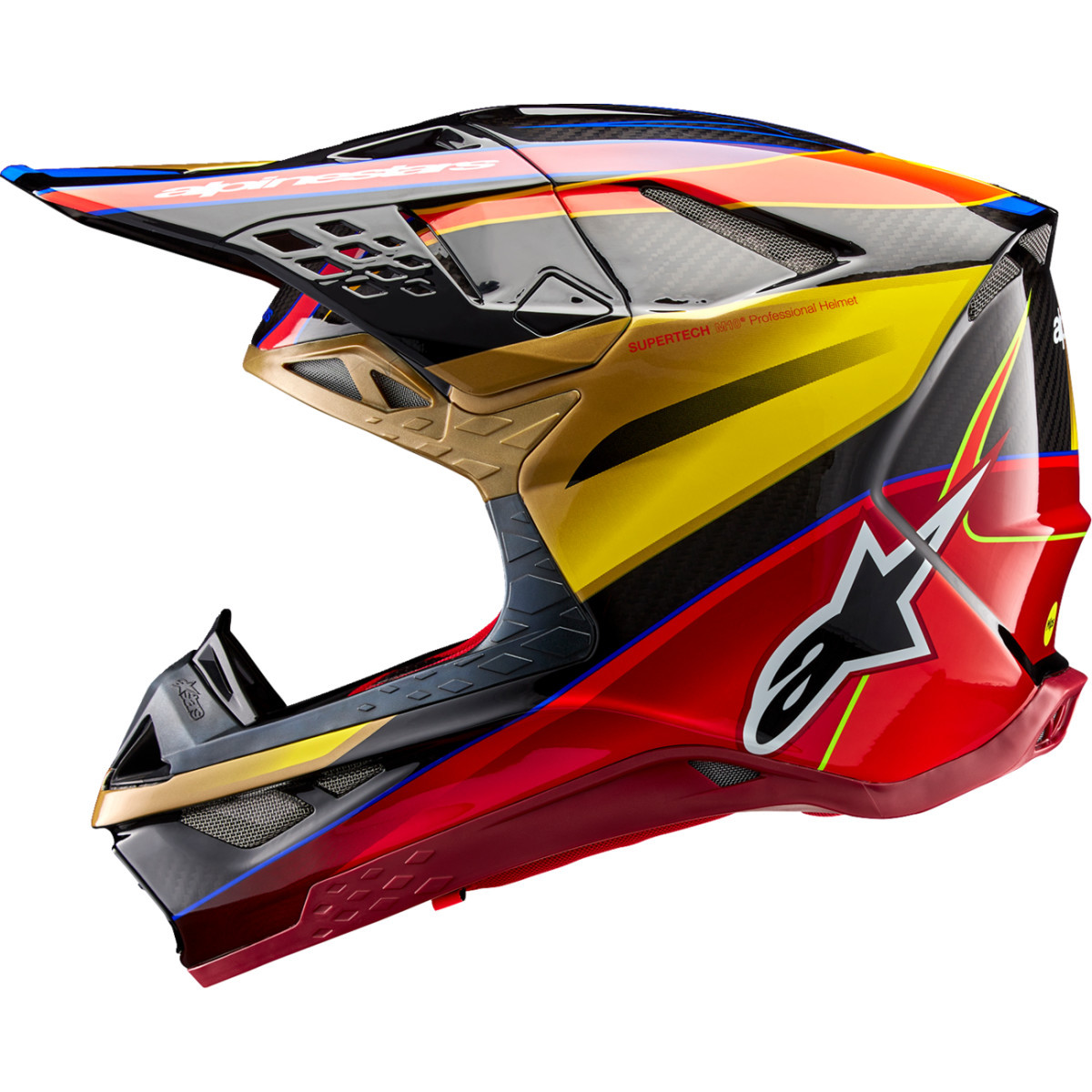 Alpinestars #8301223-5938-XL - Supertech M10 Helmet - Era - MIPS® - Gloss Gold/Yellow/Rio Red - XL