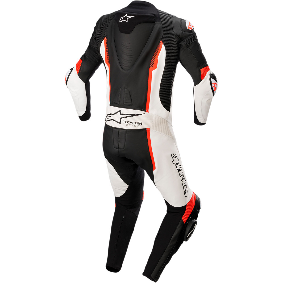 Alpinestars #3150122-1231-60 - Missile v2 - 1-Piece Leather Suit - Black/White/Red Fluo - US 50 / EU 60