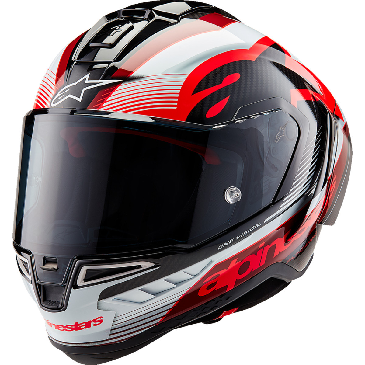 Alpinestars #8200224-1352-XS - Supertech R10 Helmet - Team - Black/Carbon Red/Gloss White - XS