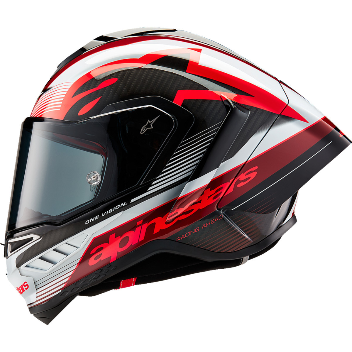 Alpinestars #8200224-1352-XS - Supertech R10 Helmet - Team - Black/Carbon Red/Gloss White - XS