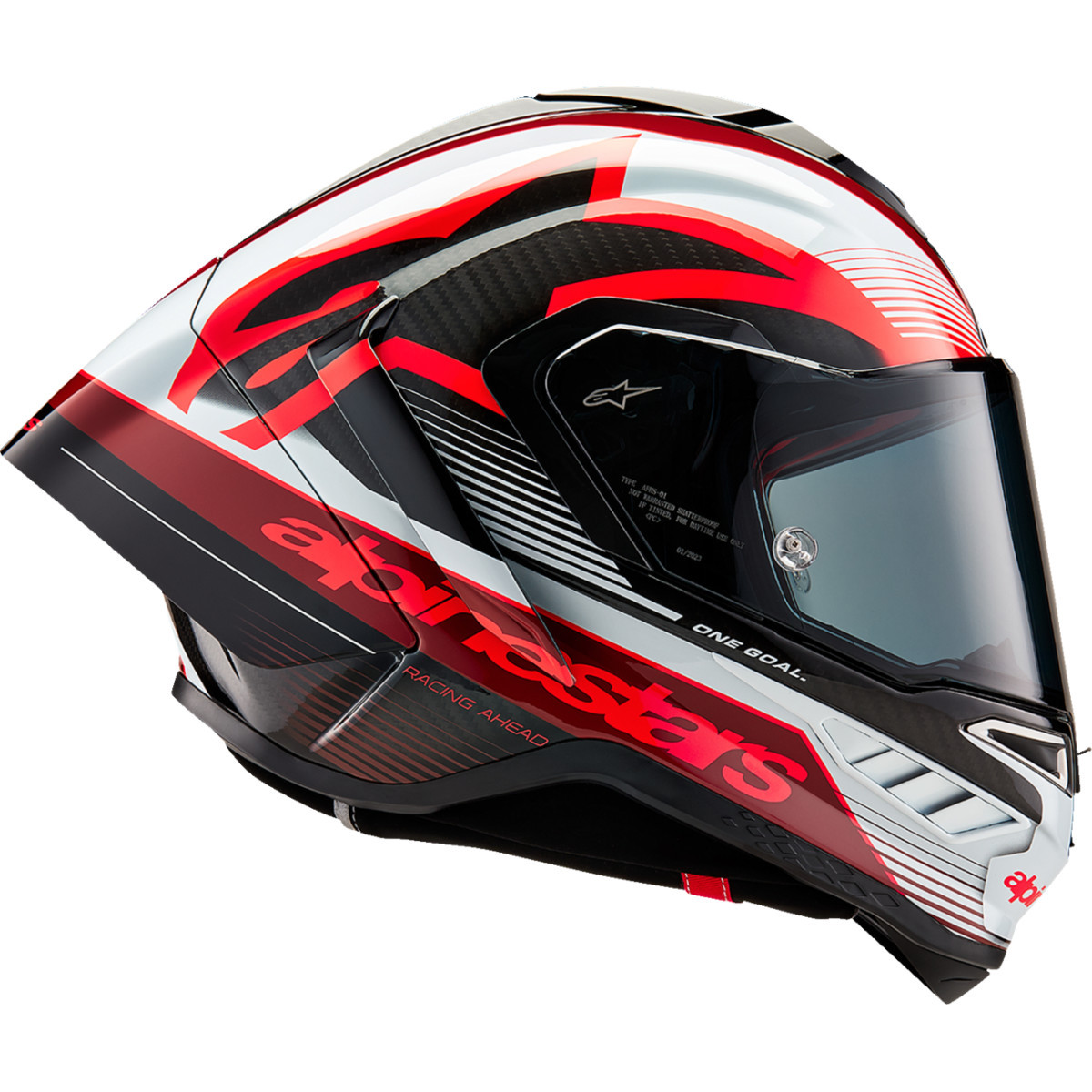 Alpinestars #8200224-1352-XS - Supertech R10 Helmet - Team - Black/Carbon Red/Gloss White - XS