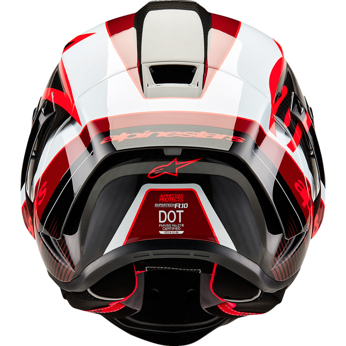 Alpinestars #8200224-1352-XXL - Supertech R10 Helmet - Team - Black/Carbon Red/Gloss White - 2XL