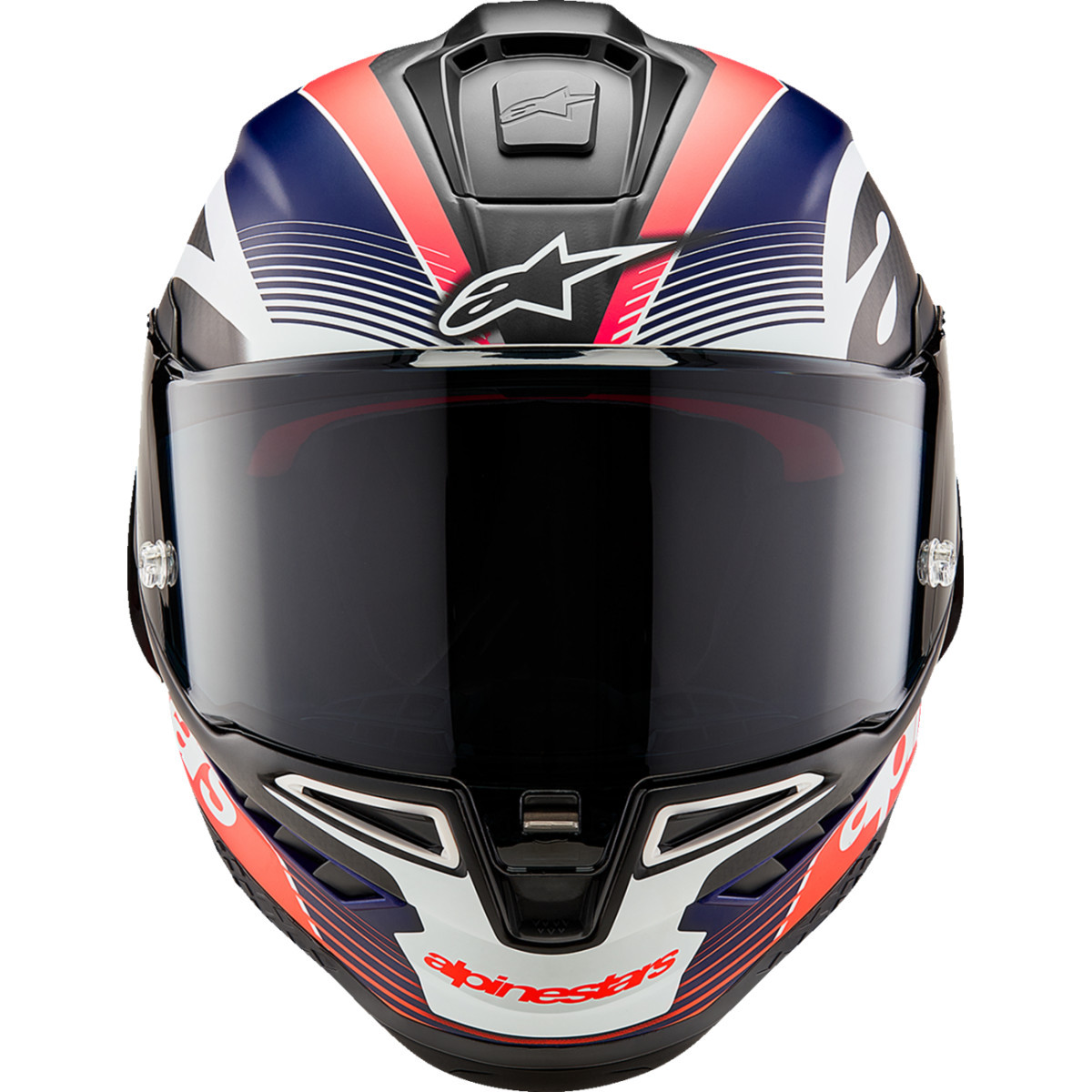 Alpinestars #8200224-1383-XS - Supertech R10 Helmet - Team - Matte Black/Carbon Red Fluo/Blue - XS