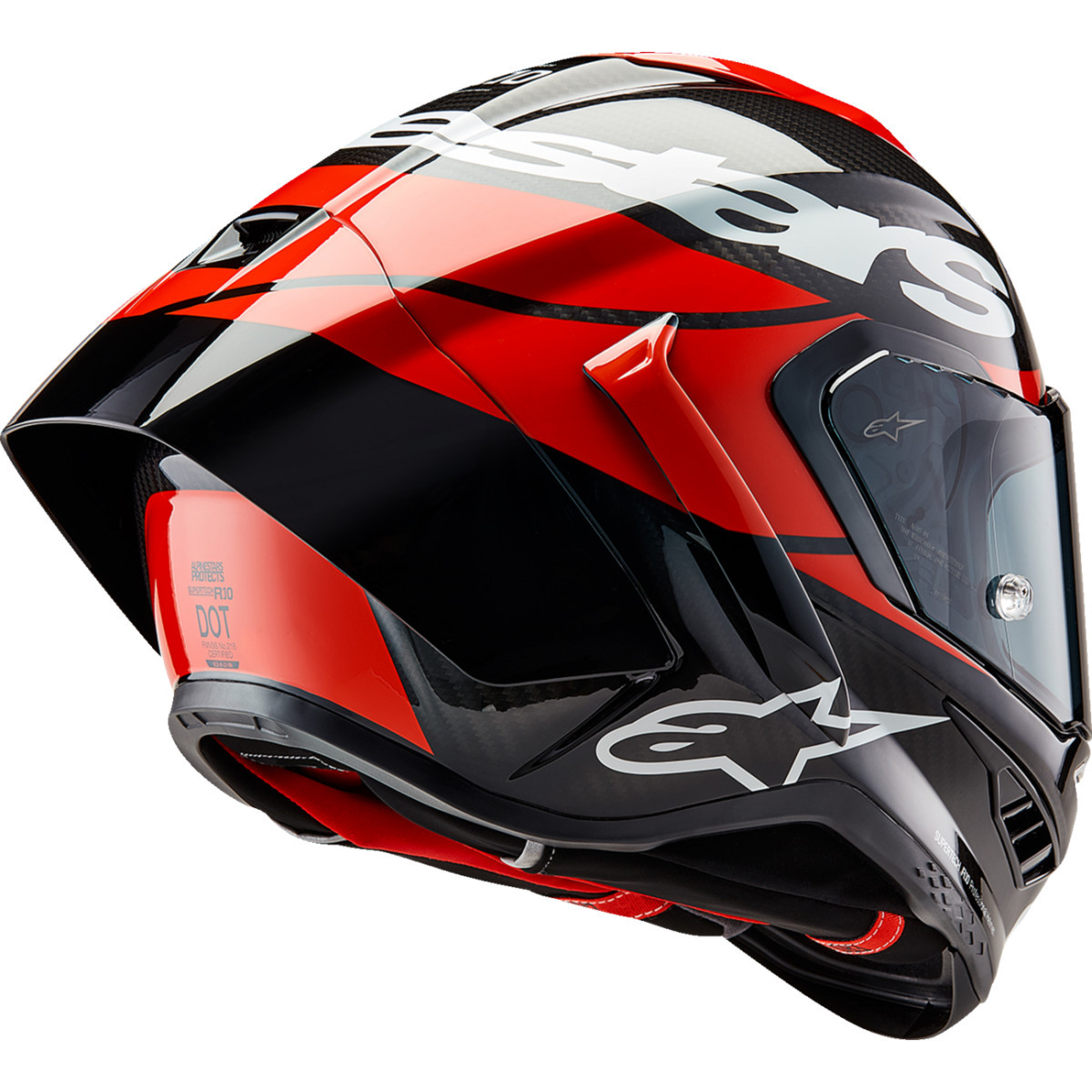 Alpinestars #8200324-1363-XS - Supertech R10 Helmet - Element - Carbon/Red/White - XS
