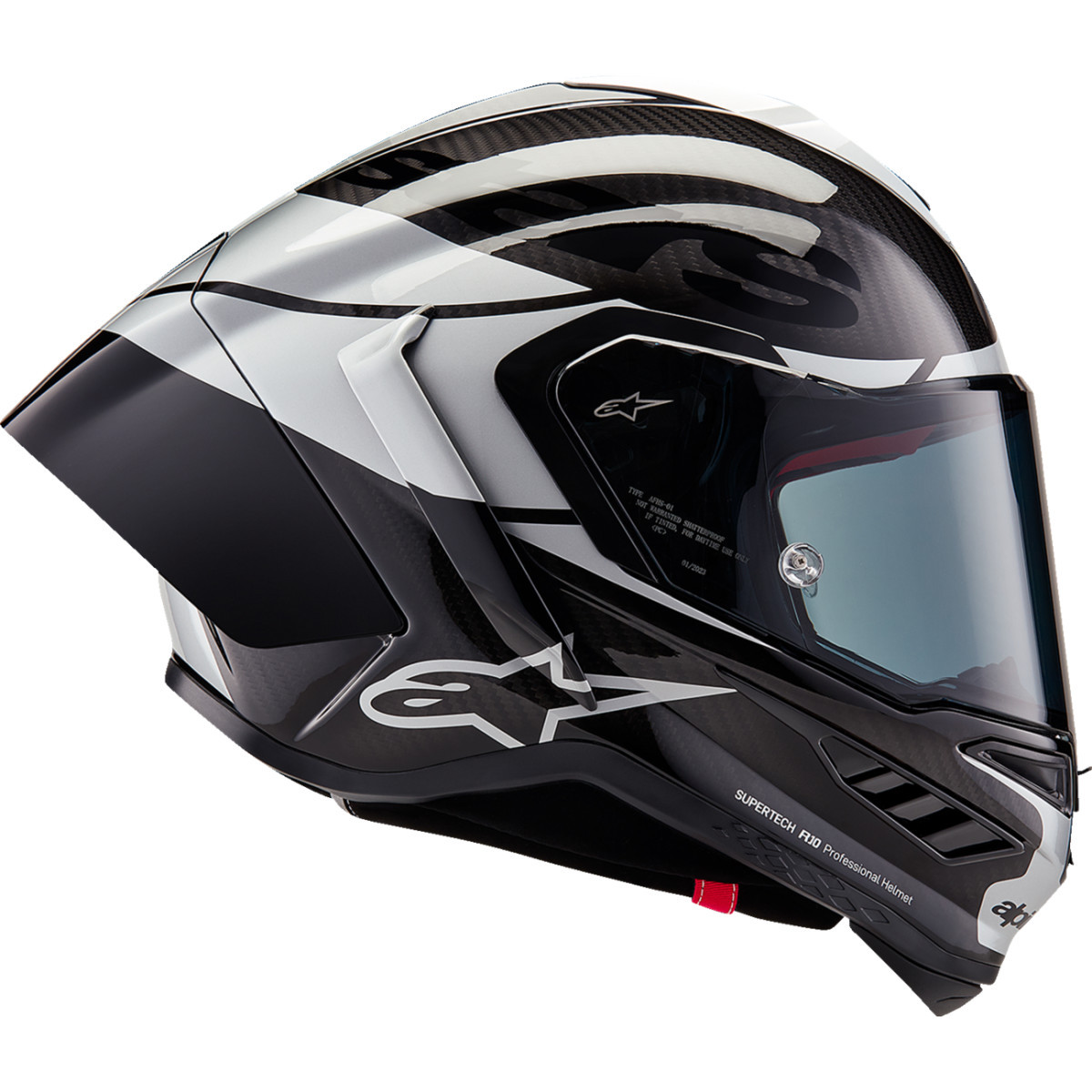 Alpinestars #8200324-1368-XL - Supertech R10 Helmet - Element - Carbon/Silver/Black - XL