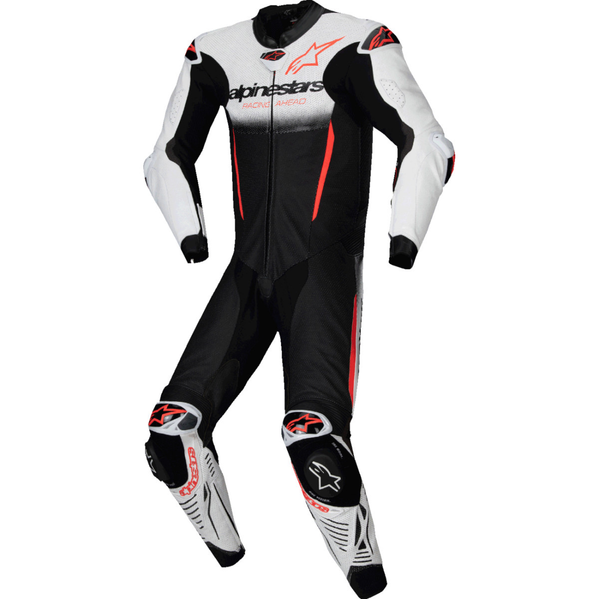 Alpinestars #3150125-233-58 - GP-R7 1-PC Leather Suit - White/Black/Red Fluo - US 48 / EU 58
