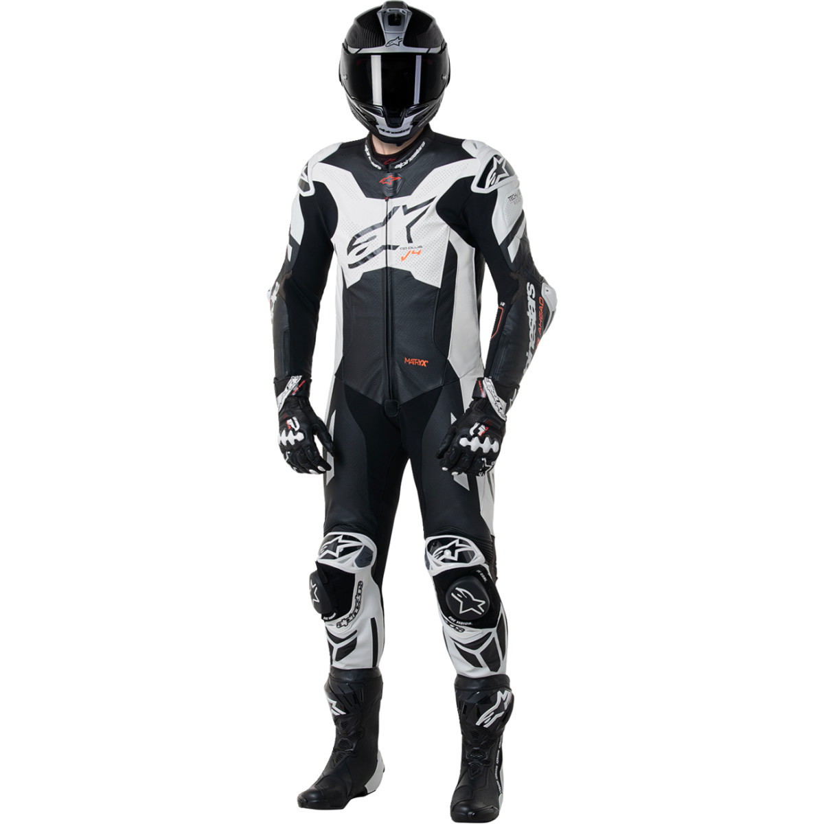 Alpinestars #3150225-1231-58 - GP Plus v4 Sprint 1-Piece Leather Suit - Black/Red Fluo/White - US 48 / EU 58