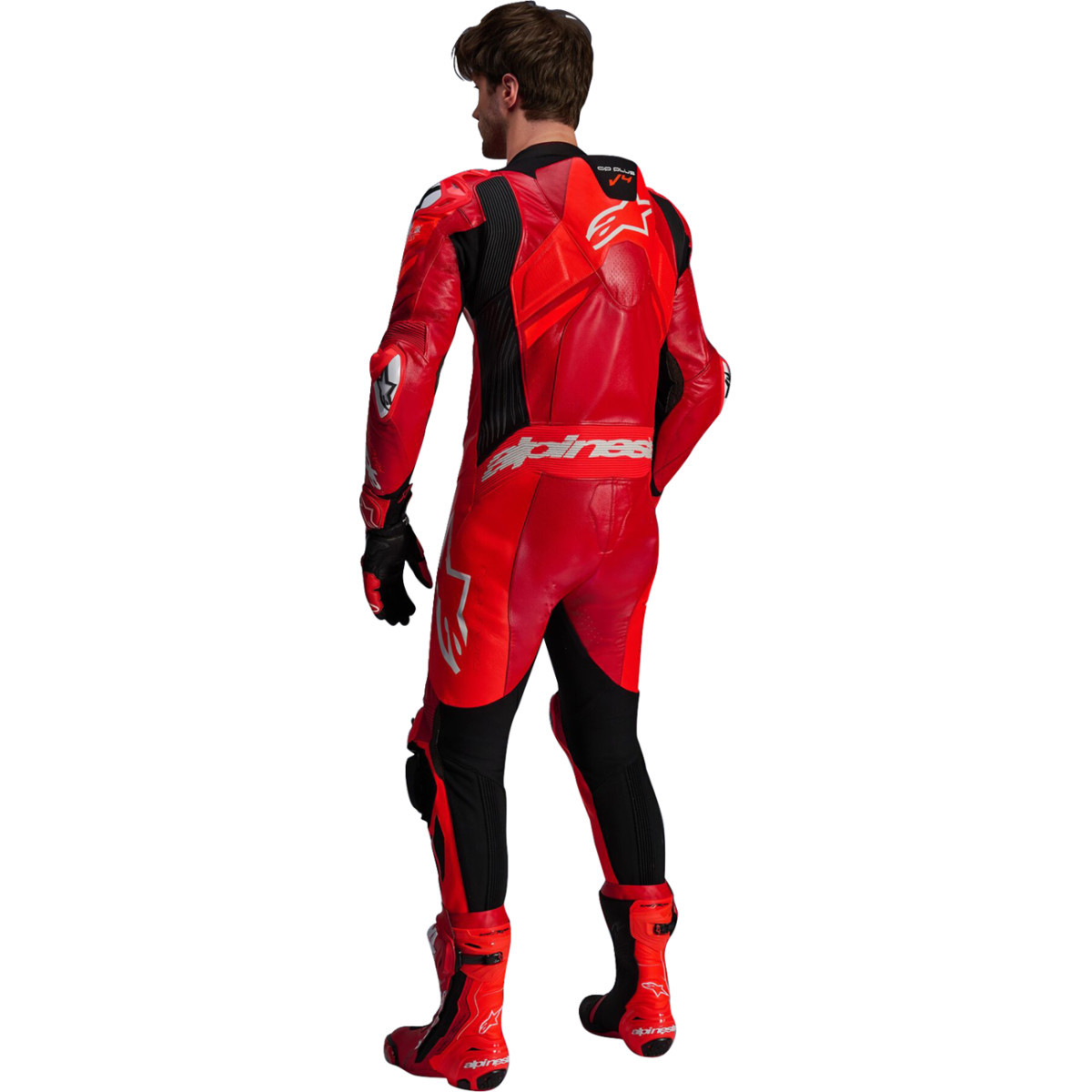 Alpinestars #3150225-3087-56 - GP Plus v4 Sprint 1-Piece Leather Suit - Red Fluo/Mid Red/White - US 46 / EU 56