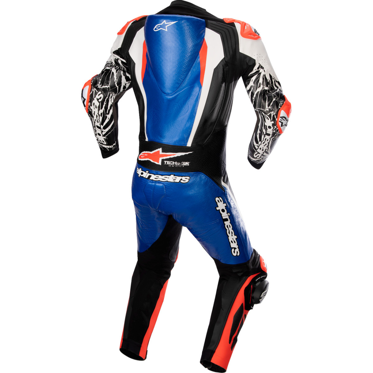 Alpinestars #3156323718352 - Racing Absolute v2 1-Piece Leather Suit - Metallic Blue/Black/White/Red Fluo - US 42 / EU 52