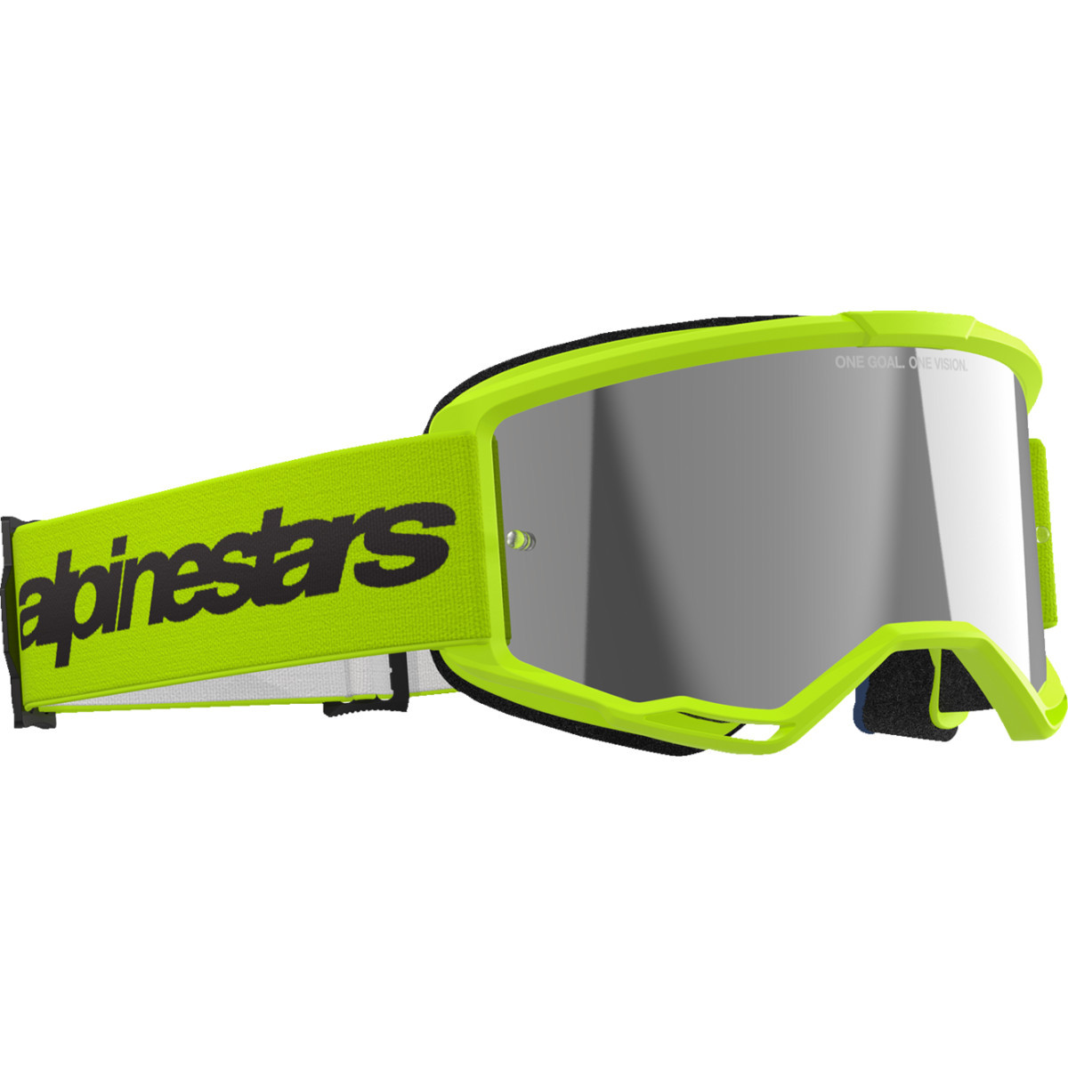 Alpinestars Goggles #5103225-5299 - Vision 3 Goggle - Wordmark - Yellow Fluo - Silver Mirror Lens