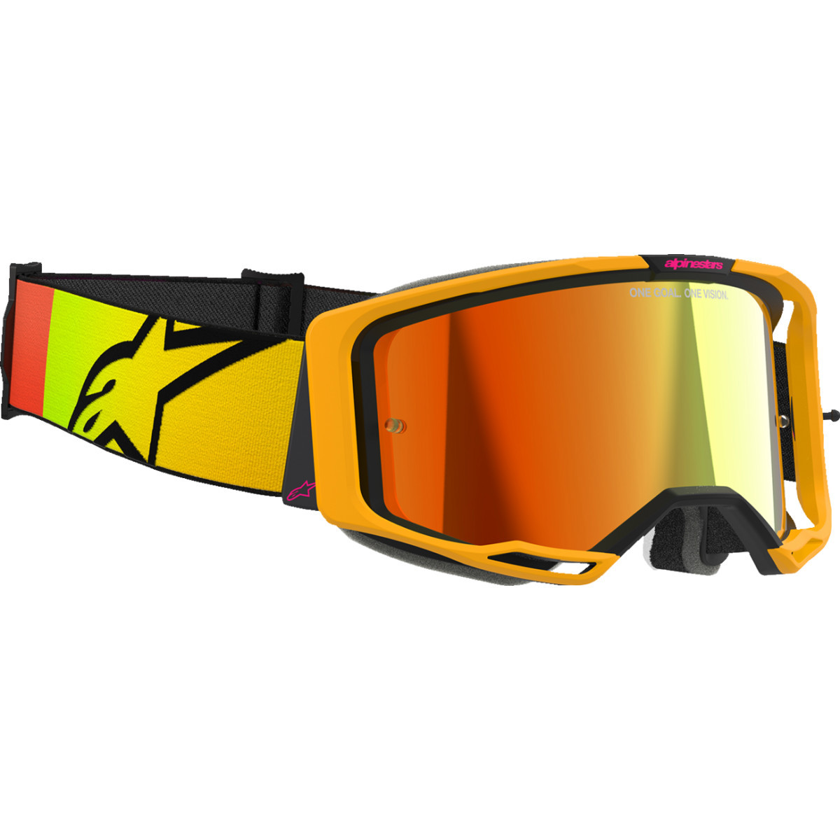 Alpinestars Goggles #5101625-5023 - Vision 8 Goggle - Corp - Yellow/Pink - Red Mirror Lens
