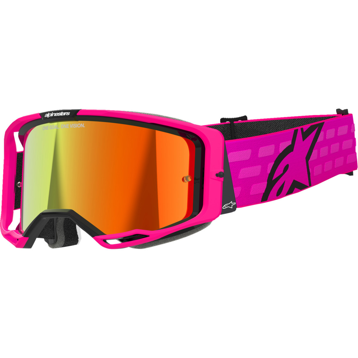 Alpinestars Goggles #5101625-3083 - Vision 8 Goggle - Corp - Pink - Red Mirror Lens