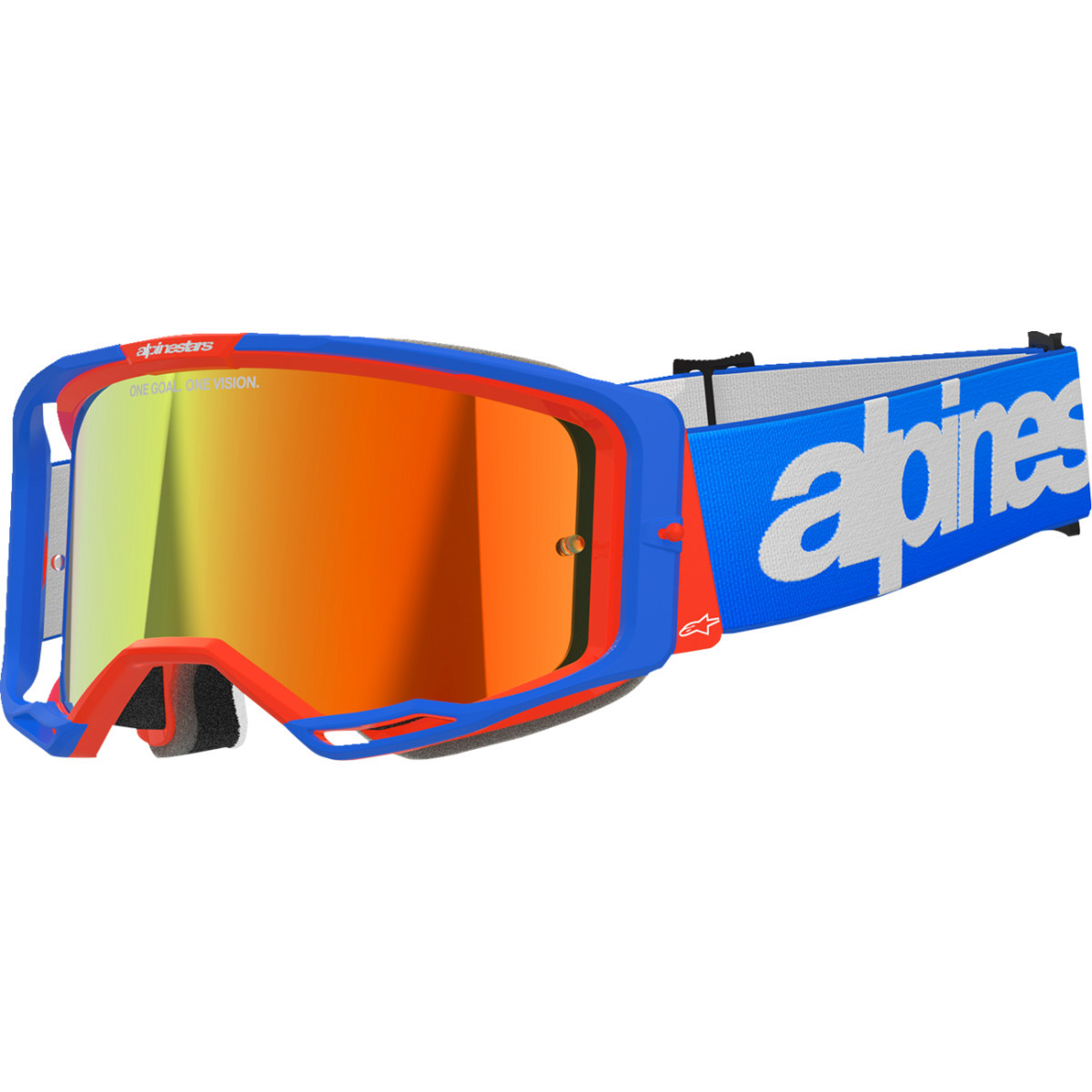 Alpinestars Goggles #5101325-7303 - Vision 8 Goggle - Wordmark - Blue/Orange - Red Mirror