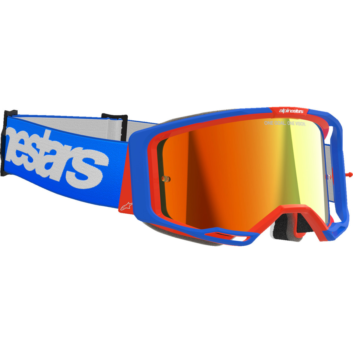 Alpinestars Goggles #5101325-7303 - Vision 8 Goggle - Wordmark - Blue/Orange - Red Mirror