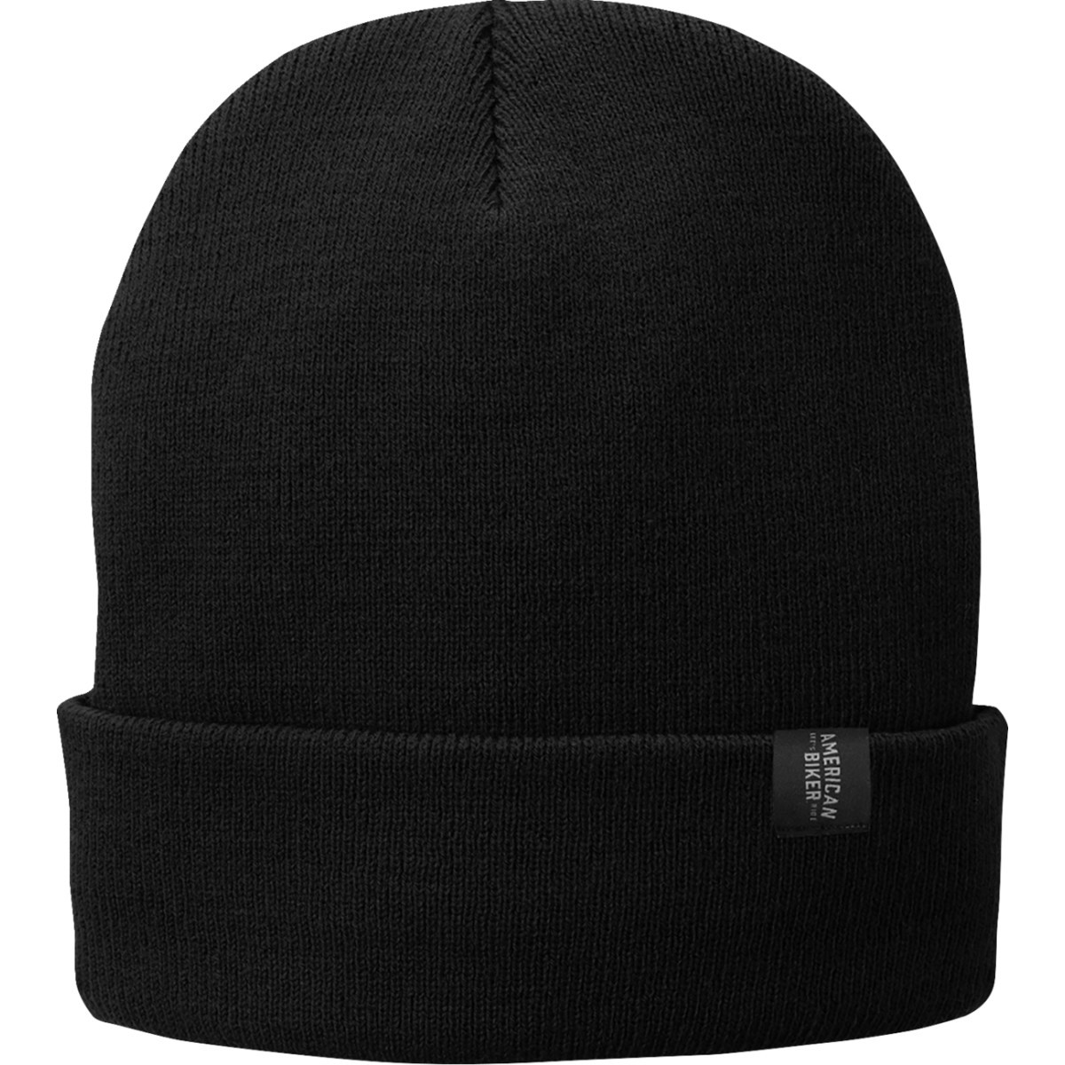 American Biker #ABBPISTON18H90BKOR - Mr Piston Flag Fleece-Lined Knit Beanie - Black