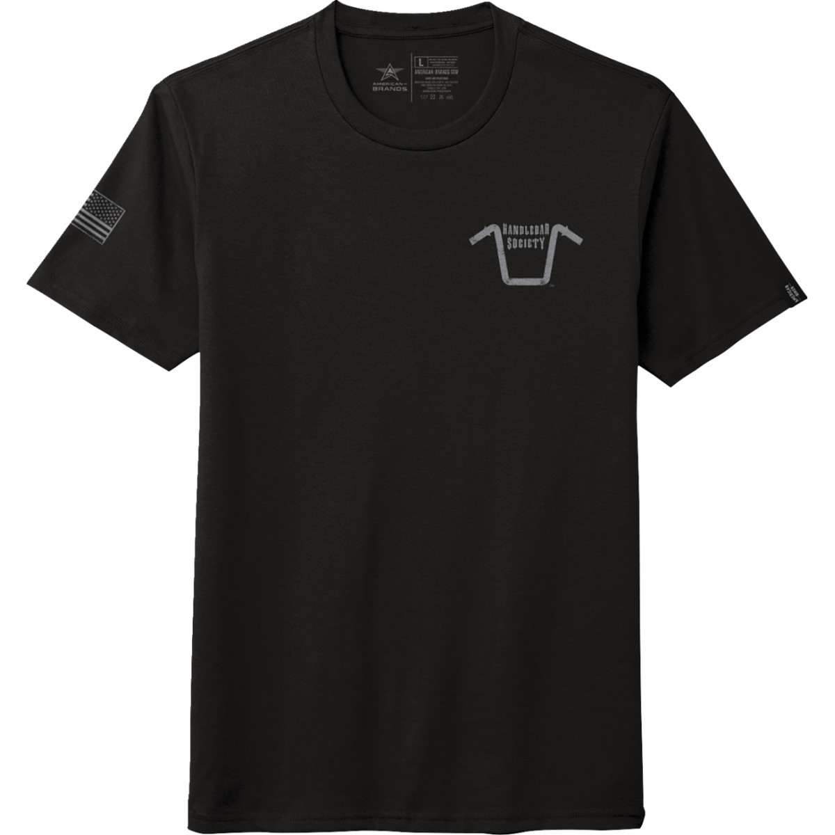 American Biker #ABBHANDLEBAR08T104B2 - Handlebar Society Perfect Weight T-Shirt - Black/Gray - 2XL