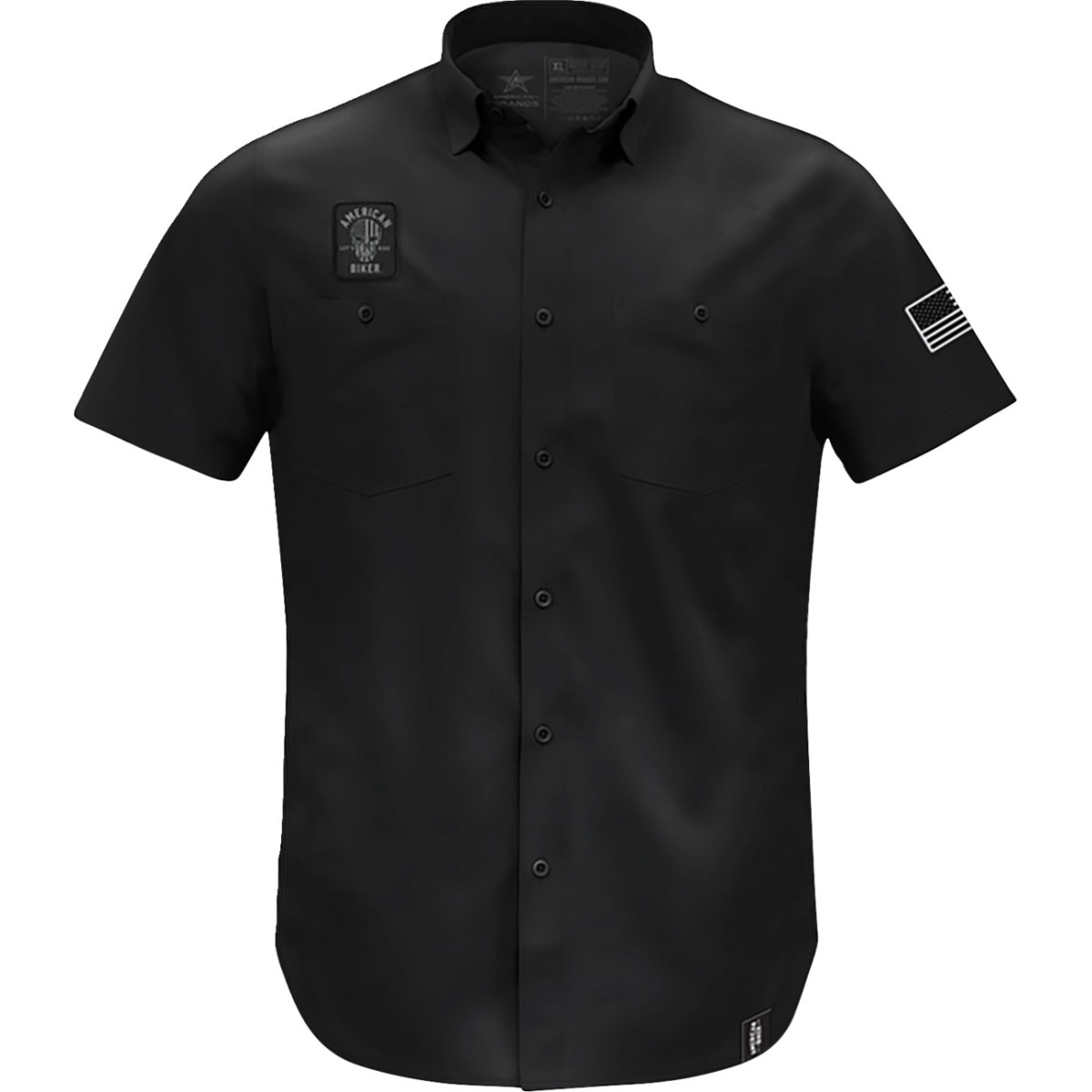 American Biker #ABBSAM07ST74BKSR - Biker Sam Lightweight Shirt - Black/White - Small