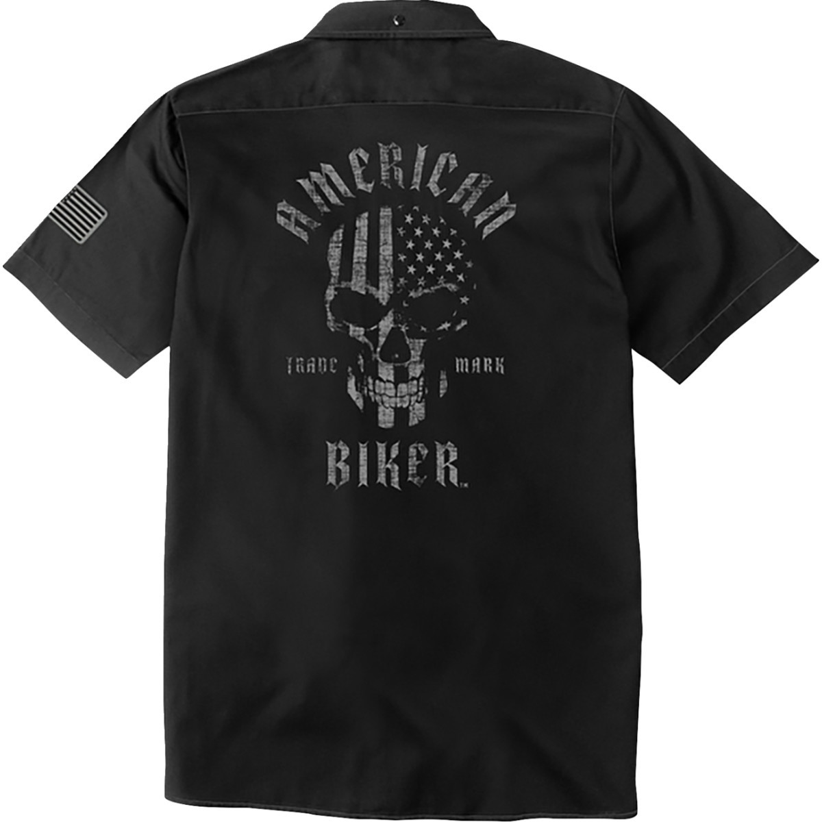 American Biker #ABBSAM16ST8BCHXR - Biker Sam Contrast Stitch Shop Shirt - Black/Gray - XL