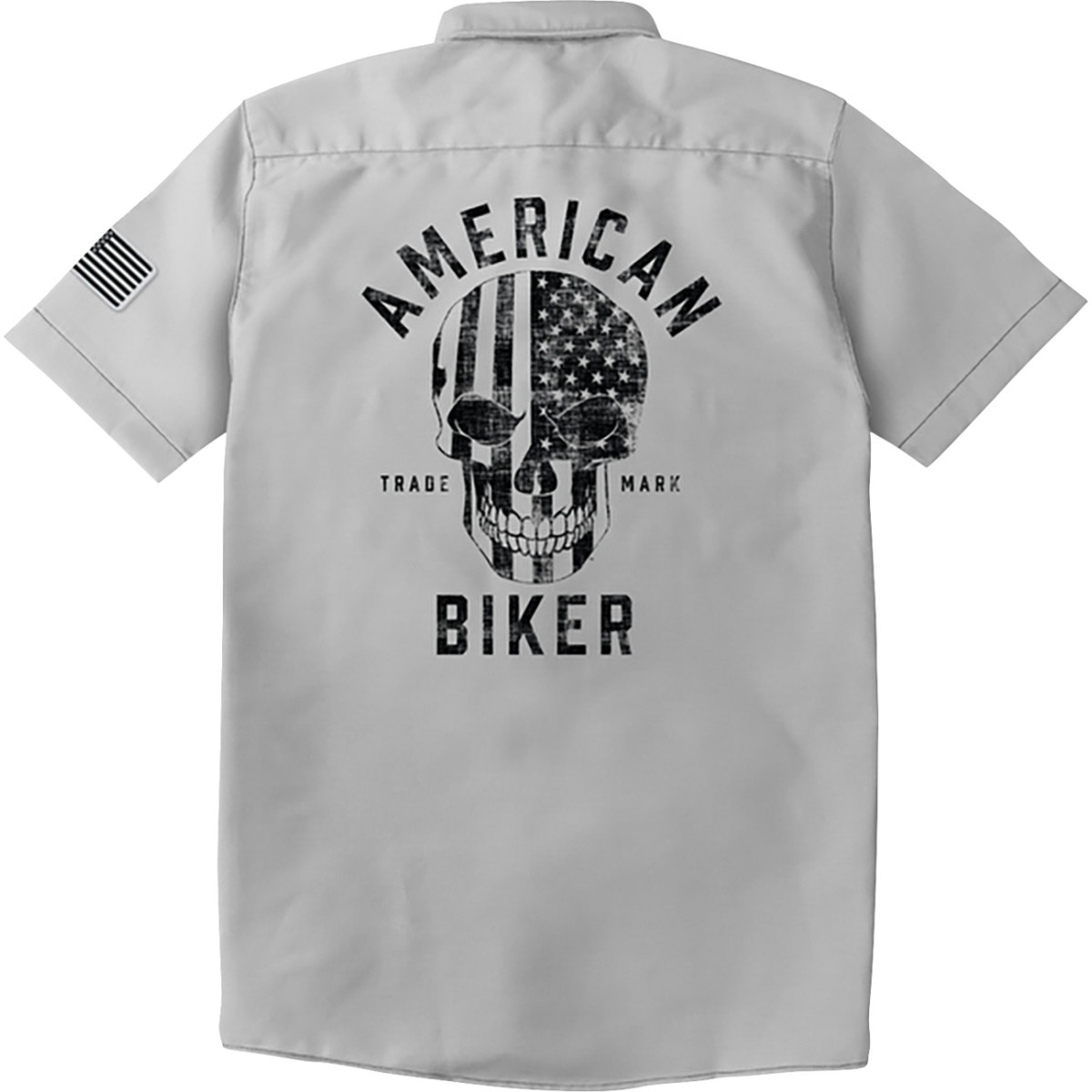 American Biker #ABBSAM17ST8SBSR - Biker Sam Contrast Stitch Shop Shirt - Gray/Black - Small