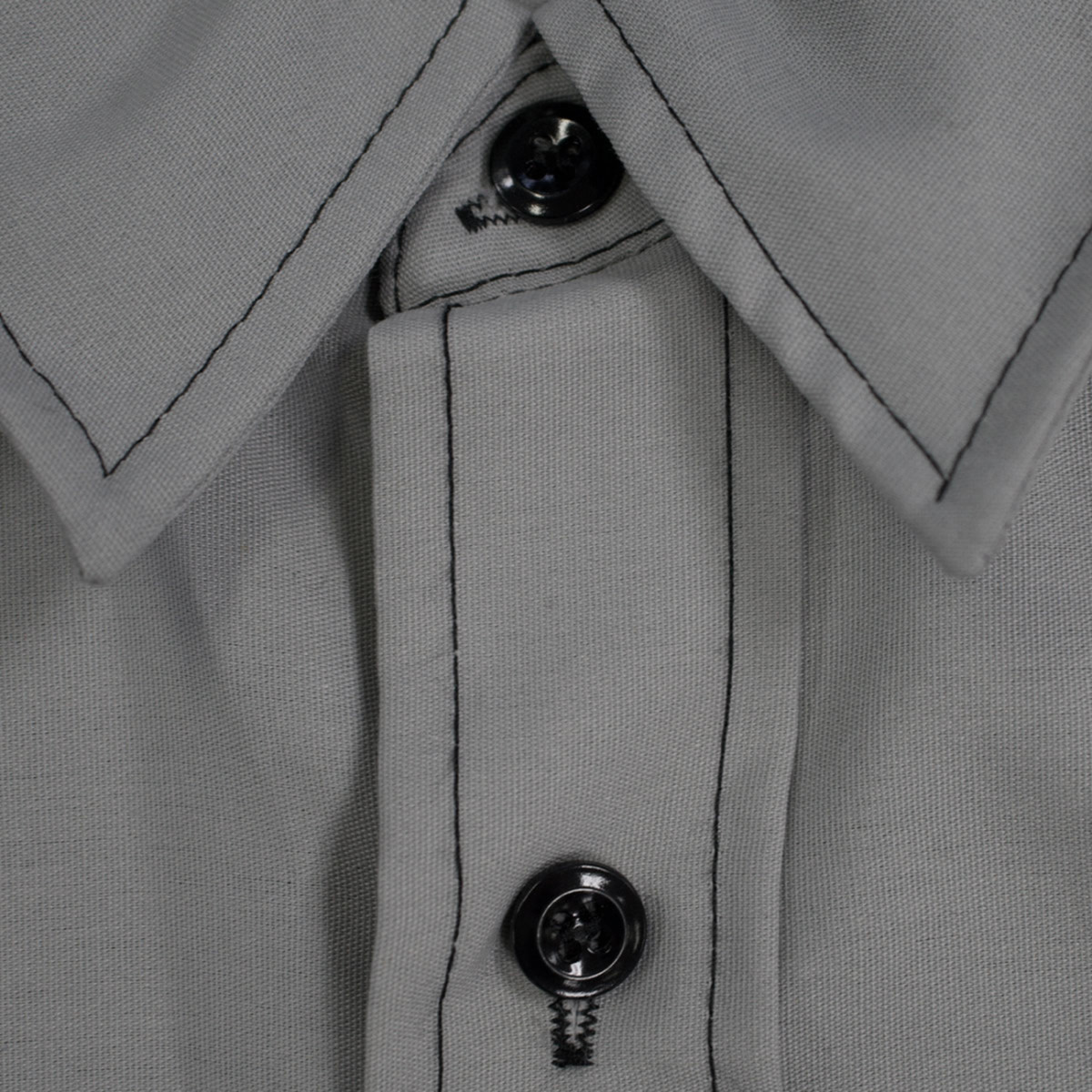 American Biker #ABBSAM17ST8SBSR - Biker Sam Contrast Stitch Shop Shirt - Gray/Black - Small