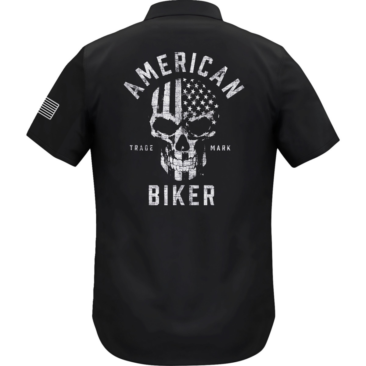American Biker #ABBSAM07ST74BK4R - Biker Sam Lightweight Shirt - Black/White - 4XL