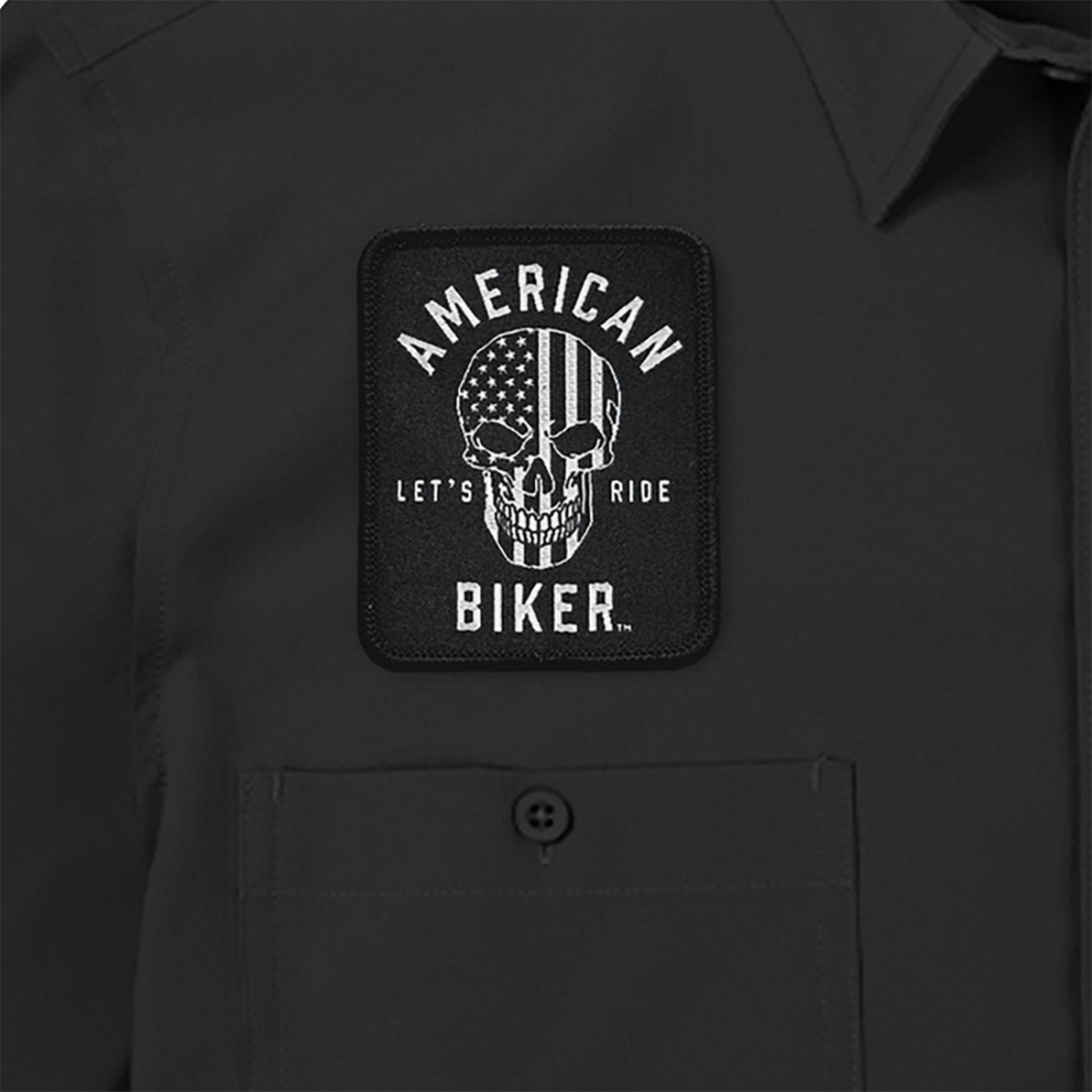 American Biker #ABBSAM07ST74BK4R - Biker Sam Lightweight Shirt - Black/White - 4XL