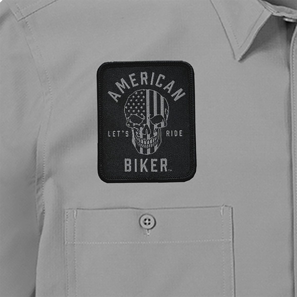 American Biker #ABBSAM11ST74GY4R - Biker Sam Lightweight Shirt - Gray/Black - 4XL