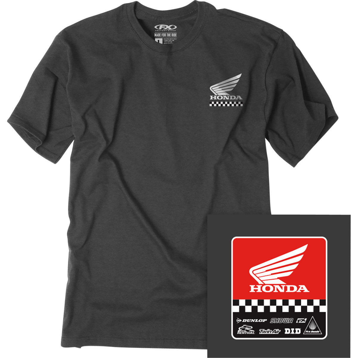 Factory Effex #27-83300 - Youth Honda Starting Line T-Shirt - Heather Charcoal - Small